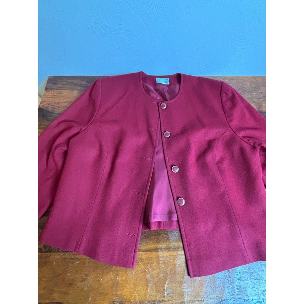 Pendleton Vintage Blazer Burgundy Round Neck Button Front 100% Virgin‎ Wool